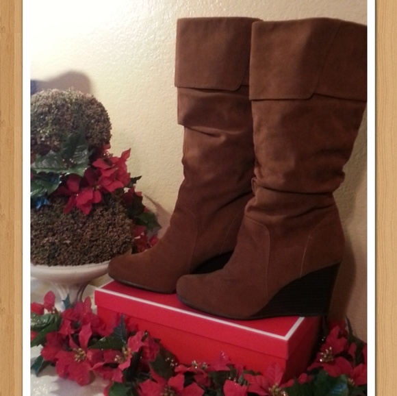 SO WEDGES HEEL WOMEN'S SLOUCH BOOTS SIZE 8 - Picture 2 of 4